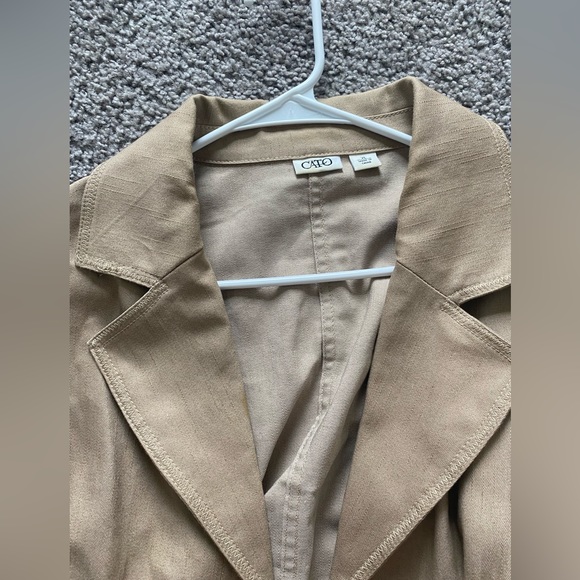 CATO women’s size XL khaki chelsea blazer jacket | button - tie up collared - Picture 8 of 11